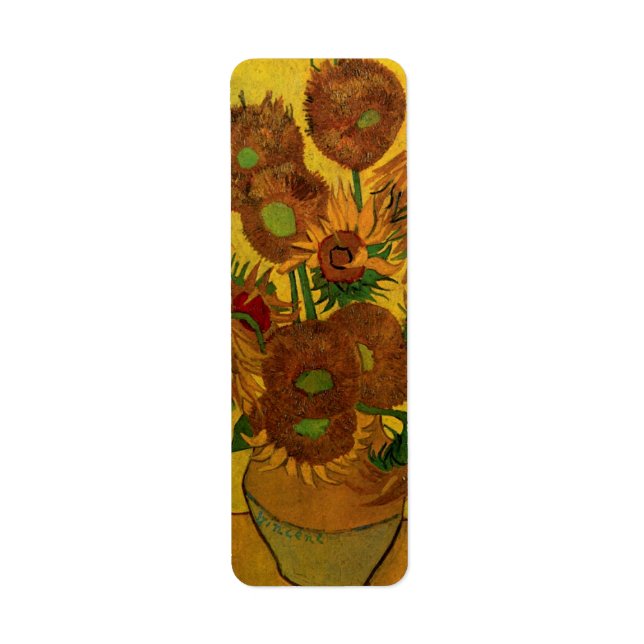 Still Life Vase w 15 Sunflowers Vincent van Gogh Label (Front)