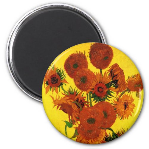 Still Life Vase w 15 Sunflowers Vincent van Gogh Magnet