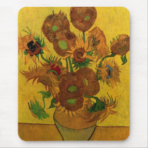 Still Life Vase w 15 Sunflowers Vincent van Gogh Mouse Pad