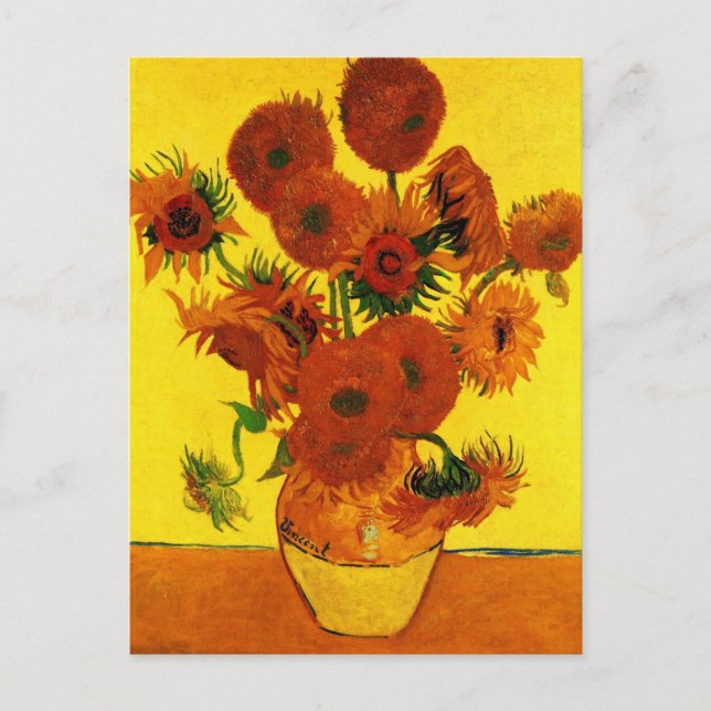 Still Life Vase w 15 Sunflowers Vincent van Gogh Postcard (Front)