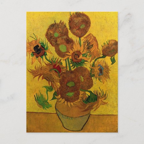 Still Life Vase w 15 Sunflowers Vincent van Gogh Postcard