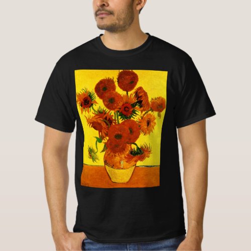 Still Life Vase w 15 Sunflowers Vincent van Gogh T_Shirt