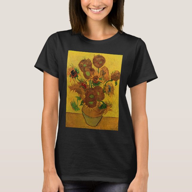 Still Life Vase w 15 Sunflowers Vincent van Gogh T-Shirt (Front)