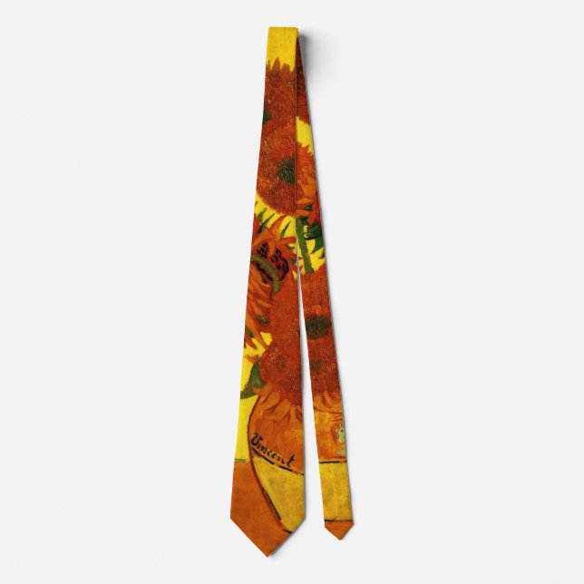 Still Life Vase w 15 Sunflowers Vincent van Gogh Tie (Front)