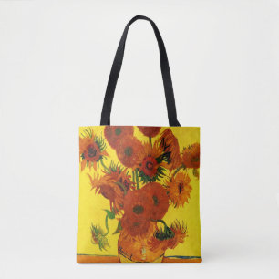 Still Life Vase w 15 Sunflowers Vincent van Gogh Tote Bag