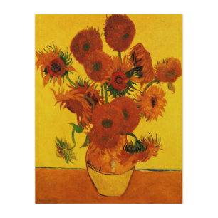 Still Life Vase w 15 Sunflowers Vincent van Gogh Wood Wall Decor