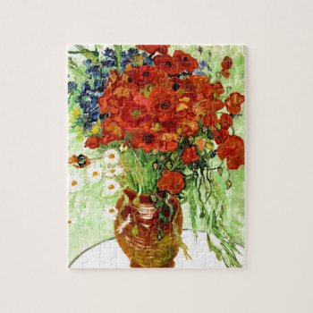 Still Life  Vase With Daisies And Poppies (1890) Jigsaw Puzzle by GalleryGreats at Zazzle