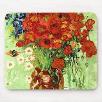 Still Life  Vase With Daisies And Poppies (1890) Mouse Pad by GalleryGreats at Zazzle