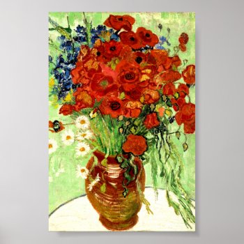 Still Life  Vase With Daisies And Poppies (1890) Poster by GalleryGreats at Zazzle