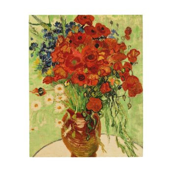 Still Life  Vase With Daisies And Poppies (1890) Wood Wall Decor by GalleryGreats at Zazzle