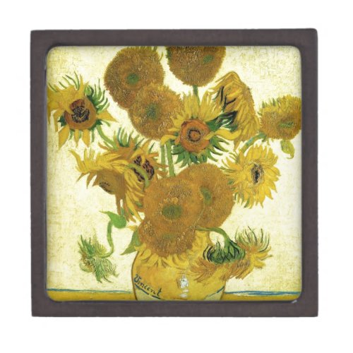 Still Life _ Vase with Fifteen Sunflowers by Vince Jewelry Box