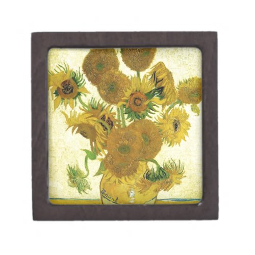 Still Life _ Vase with Fifteen Sunflowers by Vince Keepsake Box