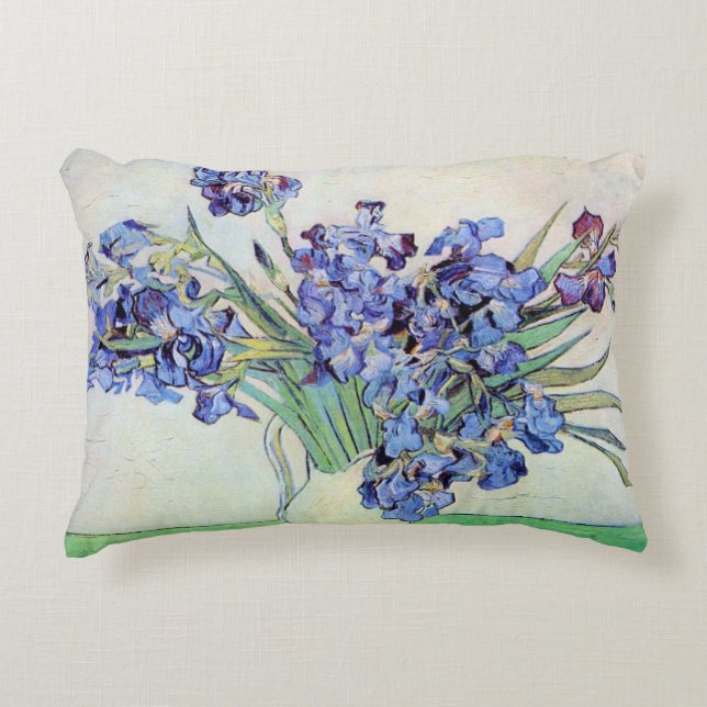 Still Life Vase with Irises by Vincent van Gogh Accent Pillow (Front)