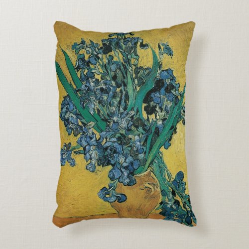 Still Life Vase with Irises by Vincent van Gogh Accent Pillow