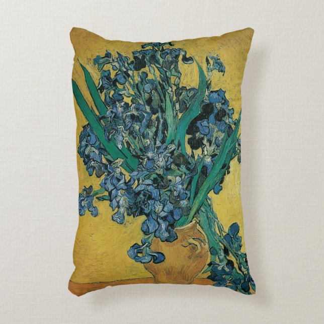 Still Life Vase with Irises by Vincent van Gogh Accent Pillow (Front(Vertical))