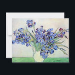 Still Life Vase with Irises by Vincent van Gogh Cards<br><div class="desc">Still Life: Vase with Irises by Vincent van Gogh is a vintage fine art post impressionism still life floral nature painting. A bouquet of lavender bearded iris flowers from a spring garden. The vase is shaped like a pitcher and full of love and romance purple blooms. About the artist: Vincent...</div>