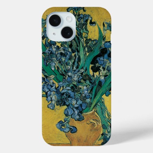 Still Life Vase with Irises by Vincent van Gogh iPhone 15 Case