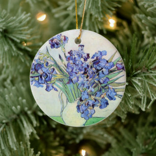Still Life Vase with Irises by Vincent van Gogh Ceramic Ornament