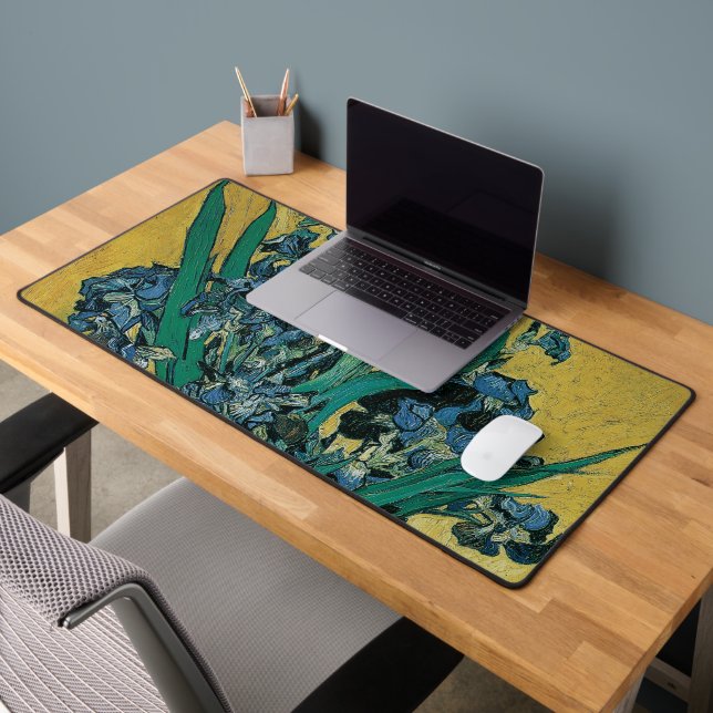 Still Life Vase with Irises by Vincent van Gogh Desk Mat (Office 2)