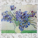 Still Life Vase with Irises by Vincent van Gogh Jigsaw Puzzle<br><div class="desc">Still Life: Vase with Irises by Vincent van Gogh is a vintage fine art post impressionism still life floral nature painting. A bouquet of lavender bearded iris flowers from a spring garden. The vase is shaped like a pitcher and full of love and romance purple blooms. About the artist: Vincent...</div>
