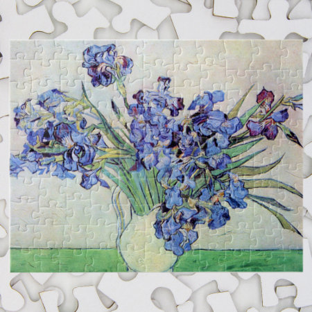Still Life Vase With Irises By Vincent Van Gogh Jigsaw Puzzle