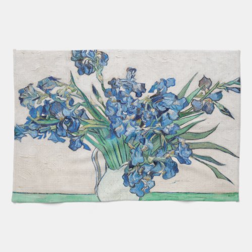 Still Life Vase with Irises by Vincent van Gogh Kitchen Towel