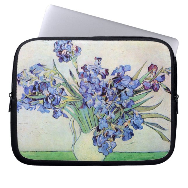 Still Life Vase with Irises by Vincent van Gogh Laptop Sleeve (Front)