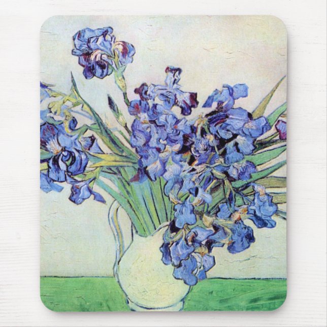 Still Life Vase with Irises by Vincent van Gogh Mouse Pad (Front)