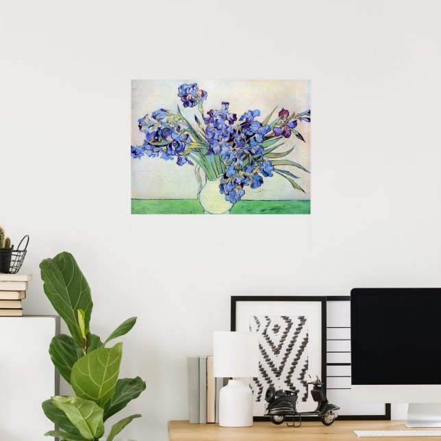 Still Life Vase with Irises by Vincent van Gogh Poster (Home Office)