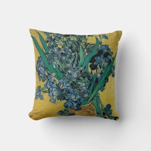 Still Life Vase with Irises by Vincent van Gogh Throw Pillow