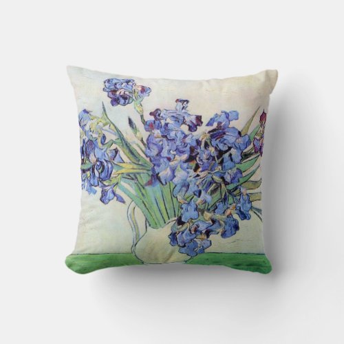 Still Life Vase with Irises by Vincent van Gogh Throw Pillow