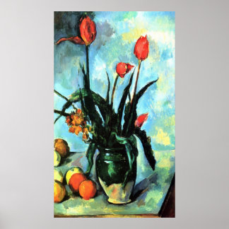 Still Life, vase with Tulips by Paul Cezanne Poster