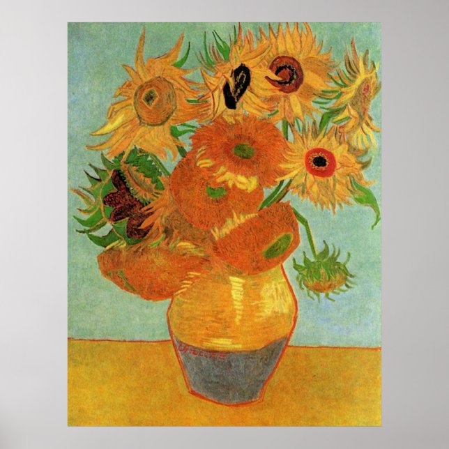Still life - Vase with Twelve Sunflowers Poster (Front)