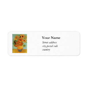 still life - vase with twelve sunflowers, van Gogh Label
