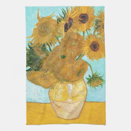Still Life _ Vase with Twelve Sunflowers van Gogh Towel