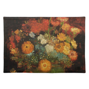 Still Life Vase with Zinnias by Vincent van Gogh Cloth Placemat
