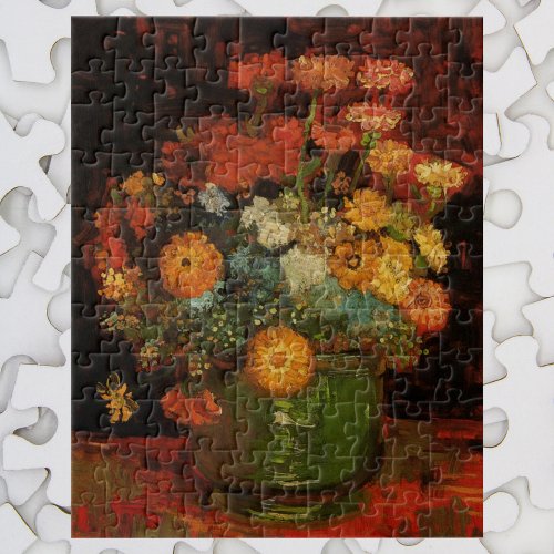 Still Life Vase with Zinnias by Vincent van Gogh Jigsaw Puzzle