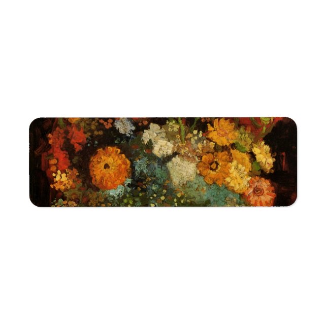 Still Life Vase with Zinnias by Vincent van Gogh Label (Front)