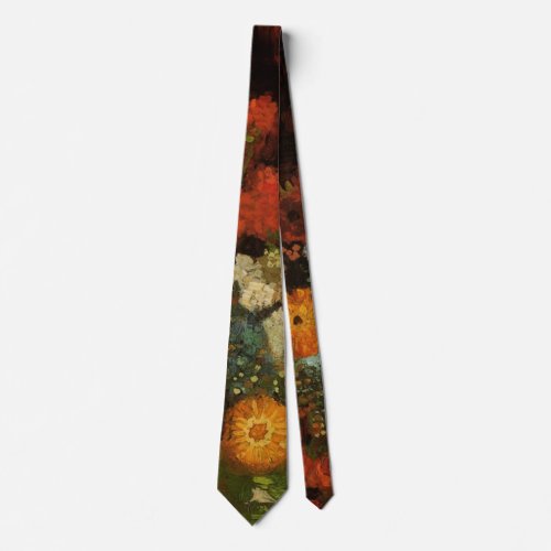 Still Life Vase with Zinnias by Vincent van Gogh Neck Tie