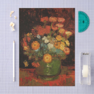 Still Life Vase with Zinnias by Vincent van Gogh Tissue Paper