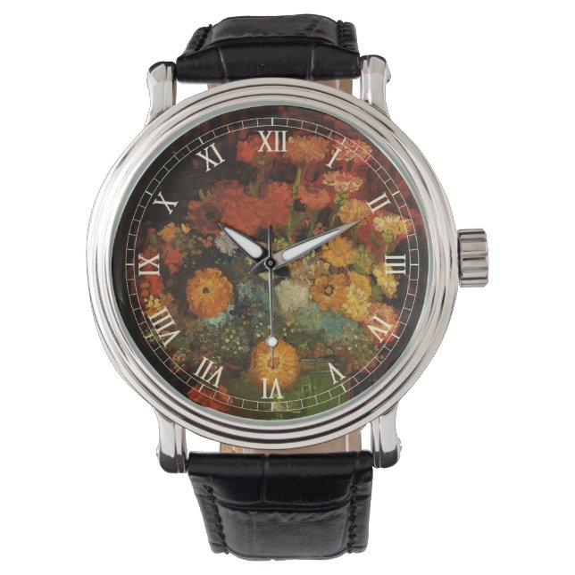 Still Life Vase with Zinnias by Vincent van Gogh Watch (Front)