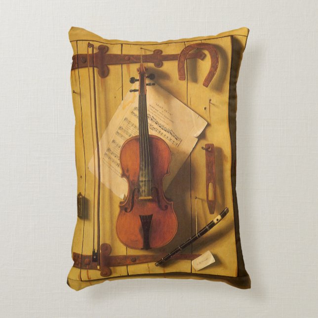 Still Life Violin and Music by William Harnett Accent Pillow (Front(Vertical))