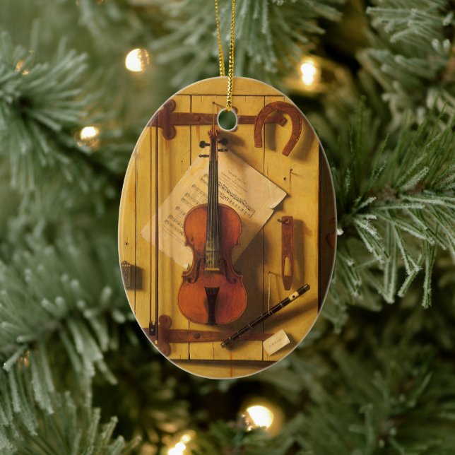 Still Life Violin and Music by William Harnett Ceramic Ornament (Tree)