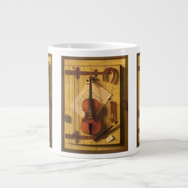 Still Life Violin and Music by William Harnett Giant Coffee Mug (Front)