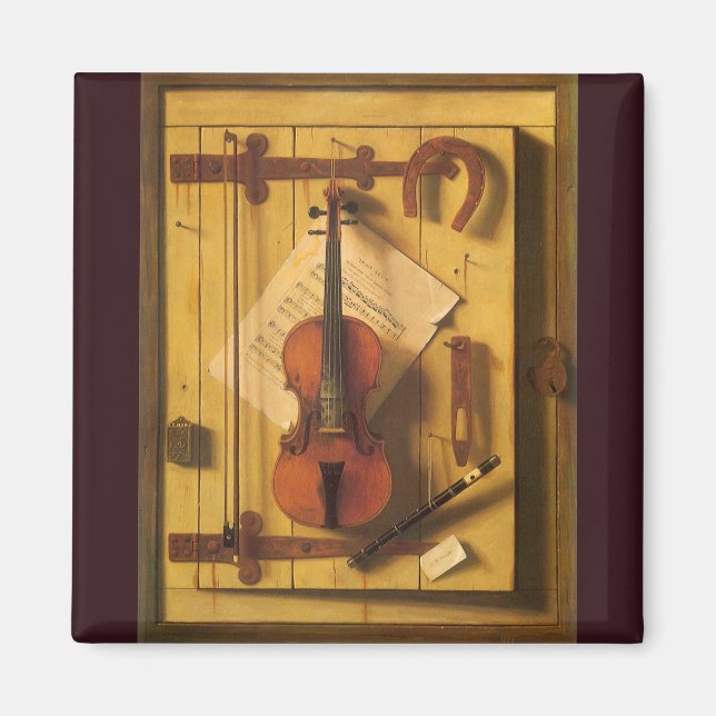 Still Life Violin and Music by William Harnett Magnet (Front)