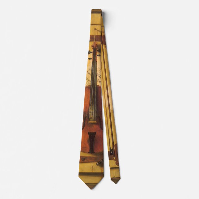 Still Life Violin and Music by William Harnett Neck Tie (Front)