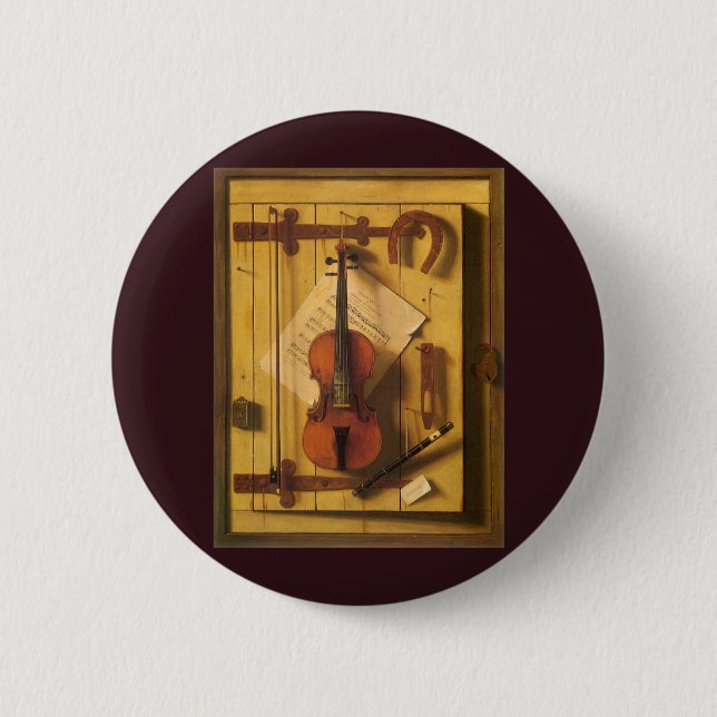Still Life Violin and Music by William Harnett Pinback Button (Front)