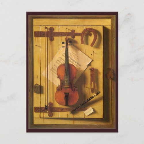 Still Life Violin and Music by William Harnett Postcard