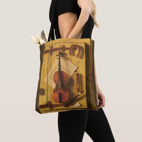 Still Life Violin and Music by William Harnett Tote Bag