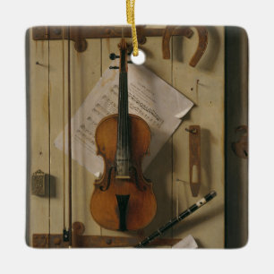Still Life, Violin and Music Ceramic Ornament